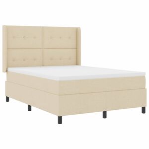 vidaXL Lit &agrave; ressort LED avec t&ecirc;te de lit Cr&egrave;me 140 x 200 cm tissu