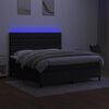 vidaXL Sommier &agrave; lattes de lit et matelas et LED Noir 160x200 cm Tissu