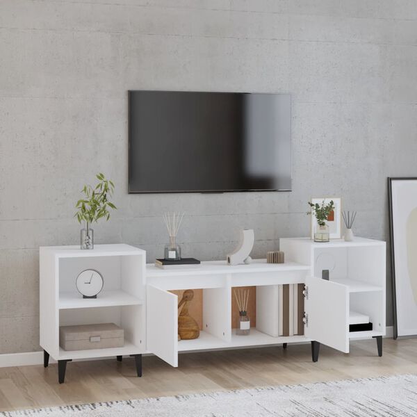 vidaXL Meuble TV Blanc 160x35x55 cm Bois d'ingénierie