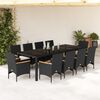 vidaXL Ensemble &agrave; manger de jardin et coussins 11 pcs noir rotin verre