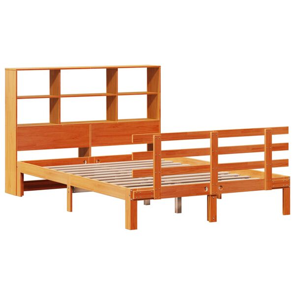 vidaXL Lit biblioth&egrave;que sans matelas cire marron 140x190 cm pin massif