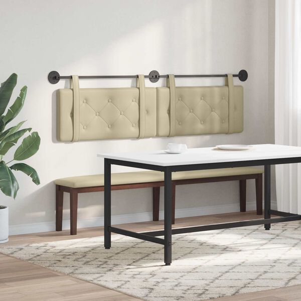 vidaXL T&ecirc;te de lit suspendue Cr&egrave;me 190 x 55 x 5 cm Simili cuir