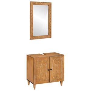 vidaXL Ensemble de mobilier de salle de bain avec &eacute;tag&egrave;re 2 pcs Marron