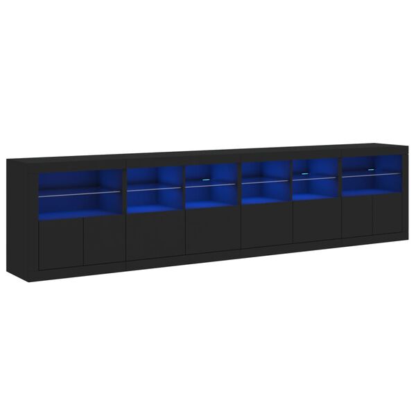 vidaXL Buffet avec lumi&egrave;res LED noir 283x37x67 cm