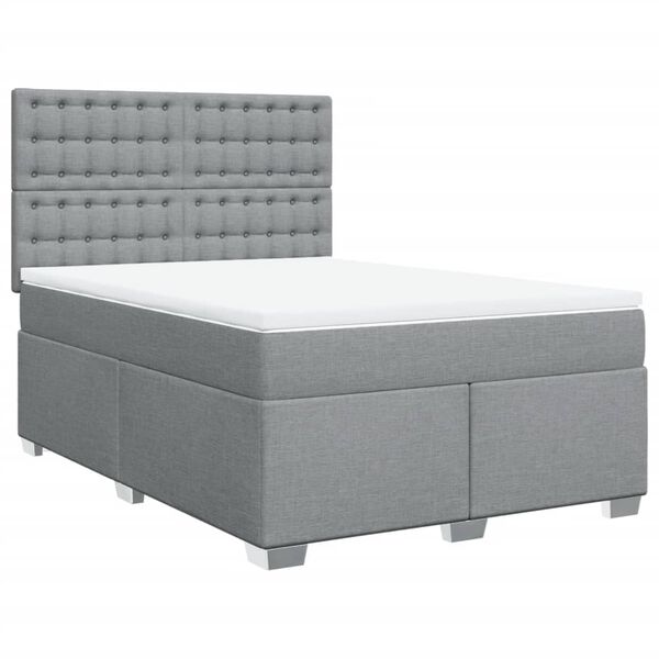 vidaXL Sommier &agrave; lattes de lit avec matelas Gris clair 140x200cm Tissu