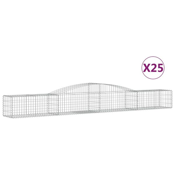 vidaXL Paniers à gabions arqués 25 pcs 400x50x40/60 cm Fer galvanisé
