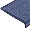 vidaXL Tapis d'escalier 15 pi&egrave;ces 65 x 21 x 4 cm Bleu Bord rectangulaire
