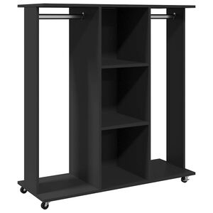 vidaXL Garde-robe avec roues noir 102x38x110 cm bois d'ing&eacute;nierie