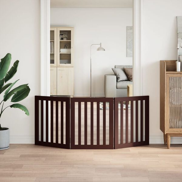 vidaXL Barrière pour chien pliable 3 panneaux 150 cm bois de peuplier
