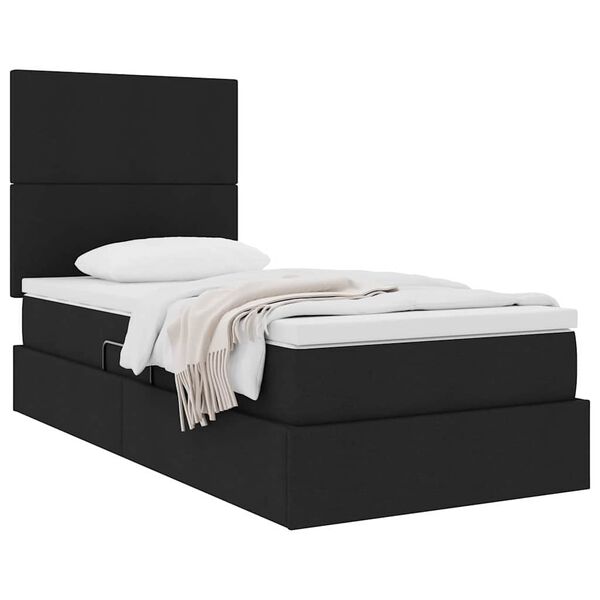 vidaXL Lit avec rangement et matelas Noir 90 x 190 cm Polyester