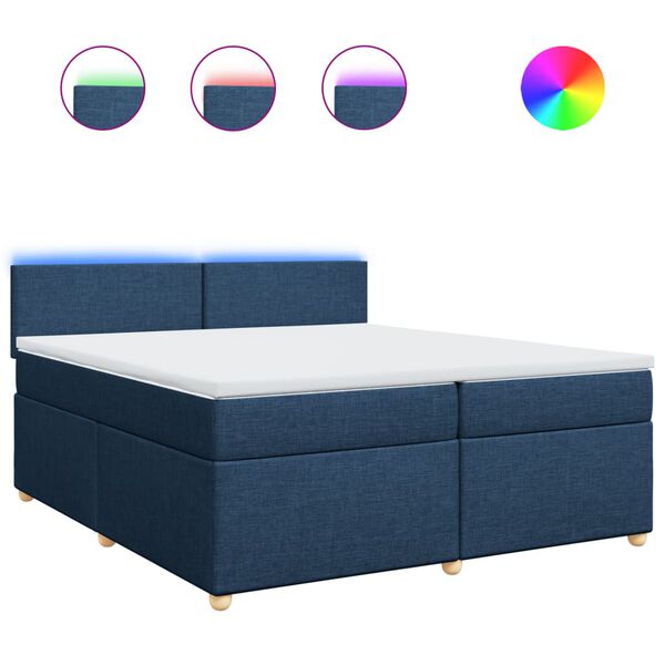 vidaXL Sommier &agrave; lattes de lit avec matelas Bleu 200x200 cm Tissu