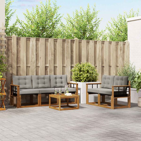 vidaXL Ensemble de canap&eacute;s d'ext&eacute;rieur 6 pcs Gris Naturel et Clair