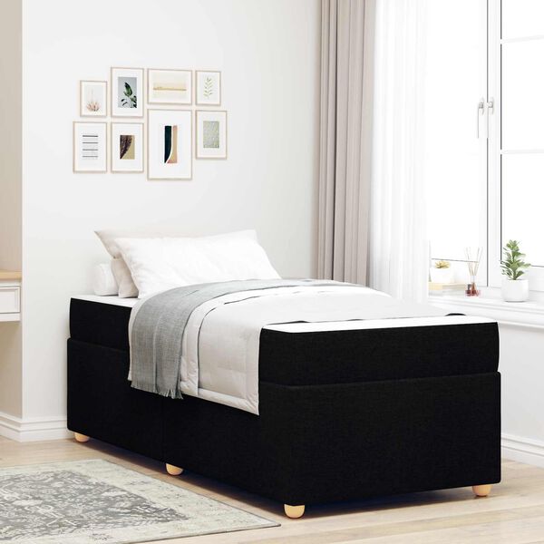 vidaXL Cadre de lit avec matelas Noir 100 x 200 cm tissu