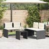 vidaXL Salon de jardin 4 pcs avec coussins noir résine tressée