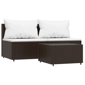 vidaXL Salon de jardin 3 pcs avec coussins marron r&eacute;sine tress&eacute;e