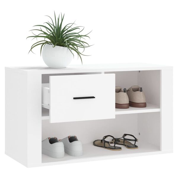 vidaXL Armoire à chaussures Blanc 80x35x45 cm Bois d'ingénierie
