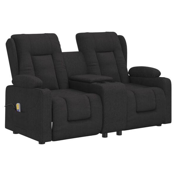 vidaXL Fauteuil de massage inclinable et porte-gobelets 2 places noir