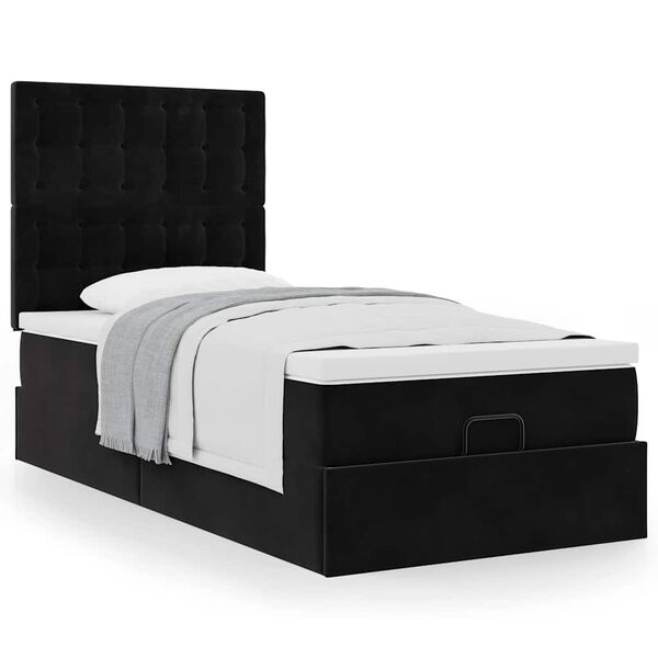 vidaXL Cadre de lit ottoman avec matelas noir 80x200 cm velours
