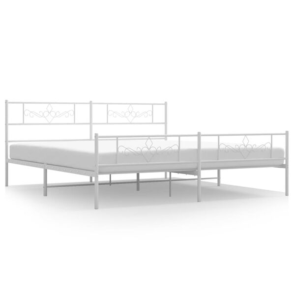 vidaXL Cadre de lit m&eacute;tal sans matelas et pied de lit blanc 180x200 cm