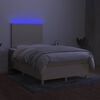 vidaXL Sommier &agrave; lattes de lit matelas et LED cr&egrave;me 120x190 cm tissu
