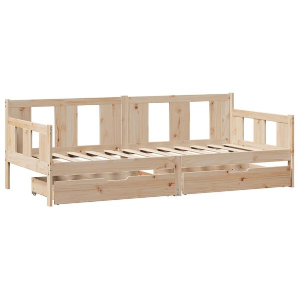 vidaXL Lit de jour avec tiroirs sans matelas 90x200 cm bois massif