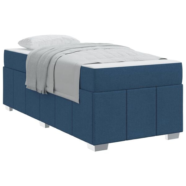 vidaXL Cadre de lit avec matelas Bleu 100 x 200 cm tissu
