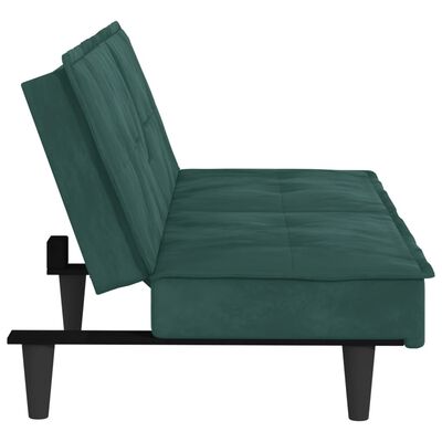 vidaXL Canapé-lit avec porte-gobelets vert foncé velours