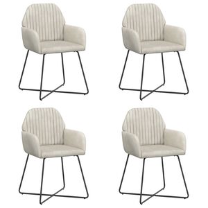 vidaXL Chaises de salle &agrave; manger 4 pc Velours Cr&egrave;me 55 x 50 x 84 cm
