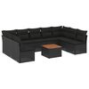 vidaXL Salon de jardin 10 pcs avec coussins noir r&eacute;sine tress&eacute;e