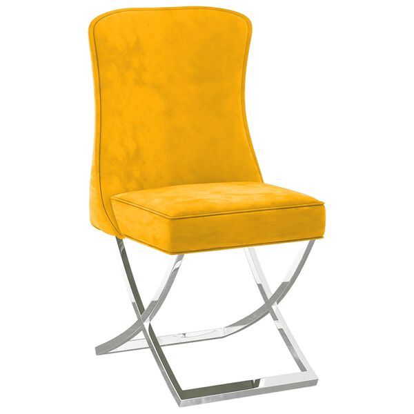 vidaXL Chaise &agrave; manger Jaune moutarde Velours