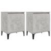vidaXL Tables de chevet avec pieds en m&eacute;tal gris b&eacute;ton 40x30x50 cm