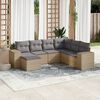vidaXL Salon de jardin avec coussins 7 pcs beige r&eacute;sine tress&eacute;e