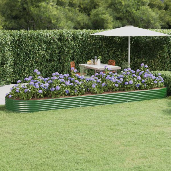 vidaXL Lit sur&eacute;lev&eacute; de jardin Acier galvanis&eacute; 523x140x36cm Vert