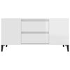 vidaXL Meuble TV Blanc brillant 102x44,5x50 cm Bois d'ingénierie