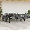 vidaXL Ensemble &agrave; manger de jardin coussins 9pcs noir poly rotin verre