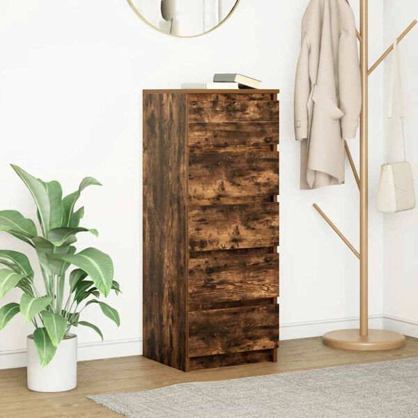 vidaXL Buffet avec tiroirs chêne fumé 37,5x35x99 cm bois d'ingénierie