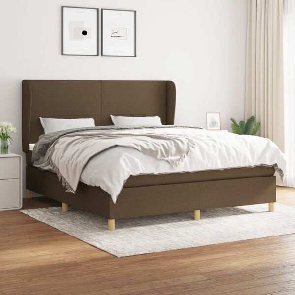 vidaXL Sommier &agrave; lattes de lit avec matelas Marron fonc&eacute; 180x200 cm