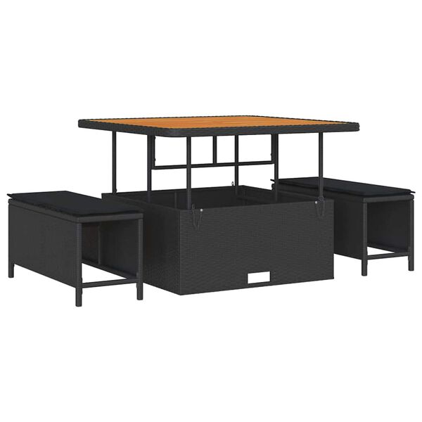 vidaXL Ensemble de canap&eacute; de jardin avec coussin 12 pcs Noir polyrotin