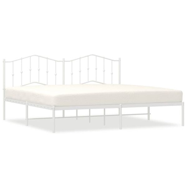 vidaXL Cadre de lit m&eacute;tal sans matelas et t&ecirc;te de lit blanc 193x203 cm