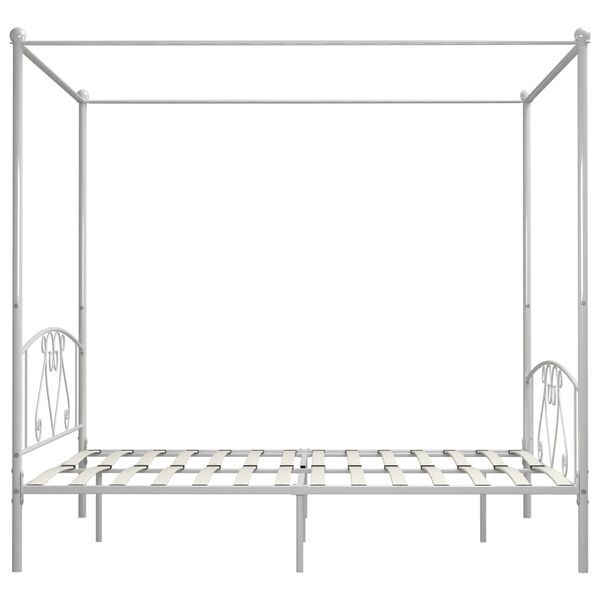 vidaXL Cadre de lit sans matelas avec baldaquin blanc 180x200 cm métal