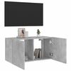 vidaXL Meuble TV mural avec lumi&egrave;res LED gris b&eacute;ton 80x35x41 cm