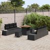vidaXL Ensemble de canap&eacute; de jardin avec coussin 9 pcs Noir Poly rotin