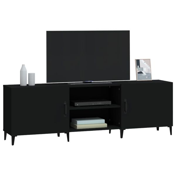 vidaXL Meuble TV noir 150x30x50 cm bois d'ing&eacute;nierie