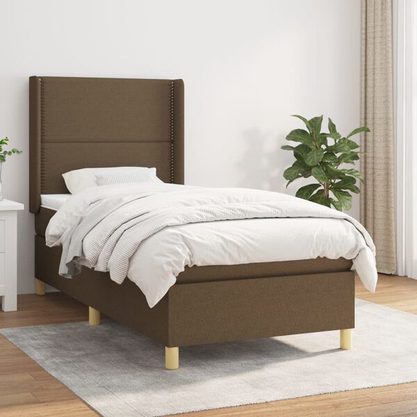 vidaXL Sommier &agrave; lattes de lit avec matelas Marron fonc&eacute; 100x200 cm