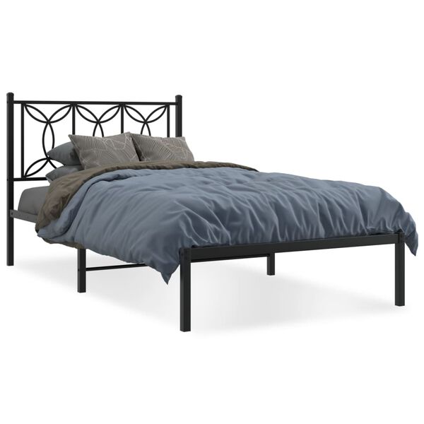 vidaXL Cadre de lit métal sans matelas avec tête de lit noir 107x203cm
