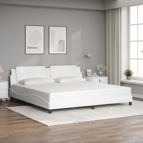 vidaXL Cadre de lit sans matelas Zadar blanc 200x200 cm similicuir