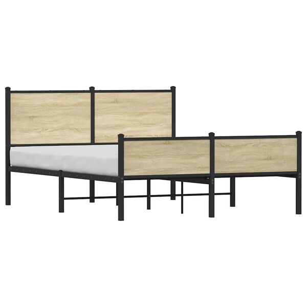 vidaXL Cadre de lit en métal sans matelas chêne sonoma 140x200 cm