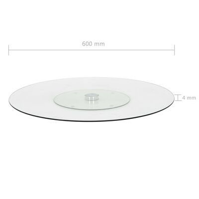 vidaXL Assiette de service rotative Transparent 60 cm Verre trempé
