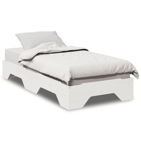 vidaXL Cadre de lit sans matelas empilable blanc 100x200cm bois massif
