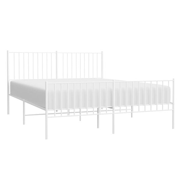 vidaXL Cadre de lit métal sans matelas et pied de lit blanc 160x200 cm